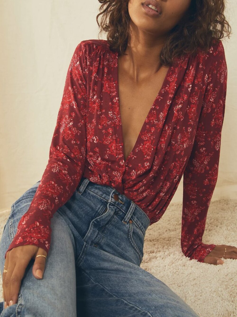 NWOT Free People Printed Turnt Bodysuit